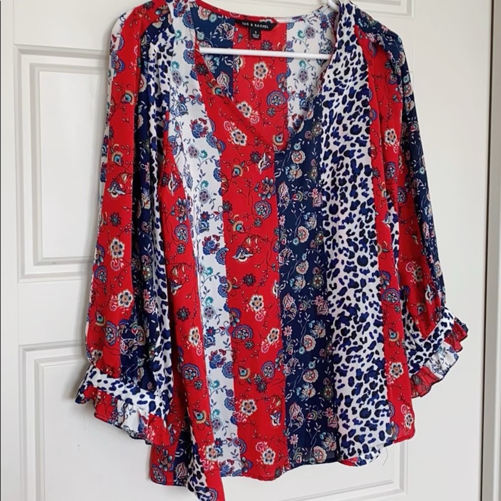 ZAC & RACHEL RED WHITE & FLORAL TOP SM
